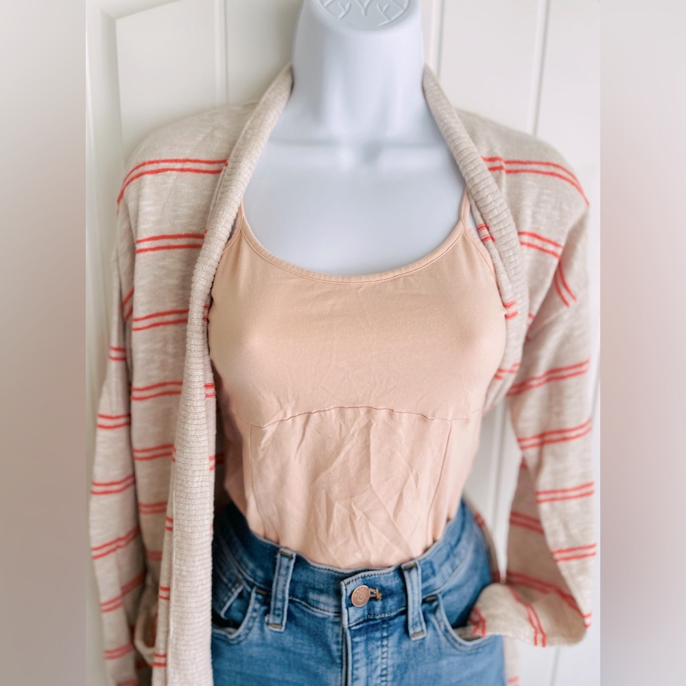 Madewell Striped Red & Cream Knit Cardigan Sweater in EUC Sz Small - Picture 6 of 7